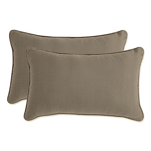 Pillow Perfect Forsyth Solid Indoor/Outdoor Lumbar Pillow Plush Fill, Weather and Fade Resistant, Lumbar - 11.5" x 18.5", Brown, 2 Count