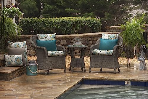 Pillow Perfect Forsyth Solid Indoor/Outdoor Lumbar Pillow Plush Fill, Weather and Fade Resistant, Lumbar - 11.5" x 18.5", Brown, 2 Count