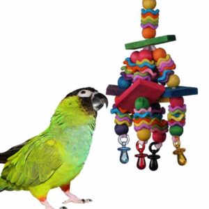 super bird creations sb736 wiggles and wafers bird toy, medium bird size, 3” x 5” x 9”