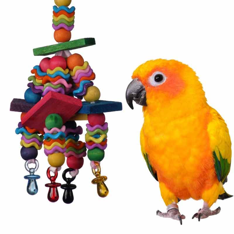 Super Bird Creations SB736 Wiggles and Wafers Bird Toy, Medium Bird Size, 3” x 5” x 9”