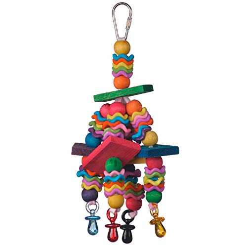 Super Bird Creations SB736 Wiggles and Wafers Bird Toy, Medium Bird Size, 3” x 5” x 9”