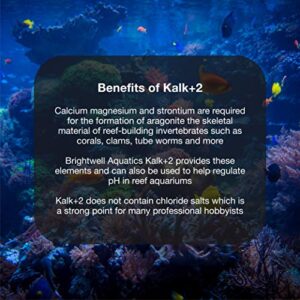 Brightwell Aquatics Kalk+2 - Advanced Calcium, Magnesium & Strontium Powdered Kalkwasser Supplement for Marine Fish and Aquariums