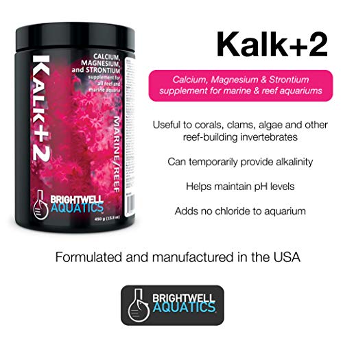 Brightwell Aquatics Kalk+2 - Advanced Calcium, Magnesium & Strontium Powdered Kalkwasser Supplement for Marine Fish and Aquariums