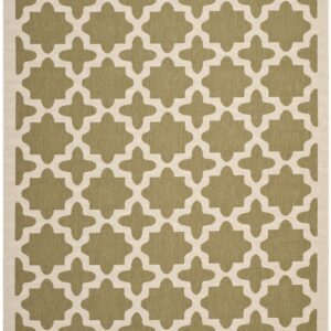 SAFAVIEH Courtyard Collection 6'7" x 9'6" Green/Beige CY6913 Indoor/ Outdoor Waterproof Easy-Cleaning Patio Backyard Mudroom Area-Rug