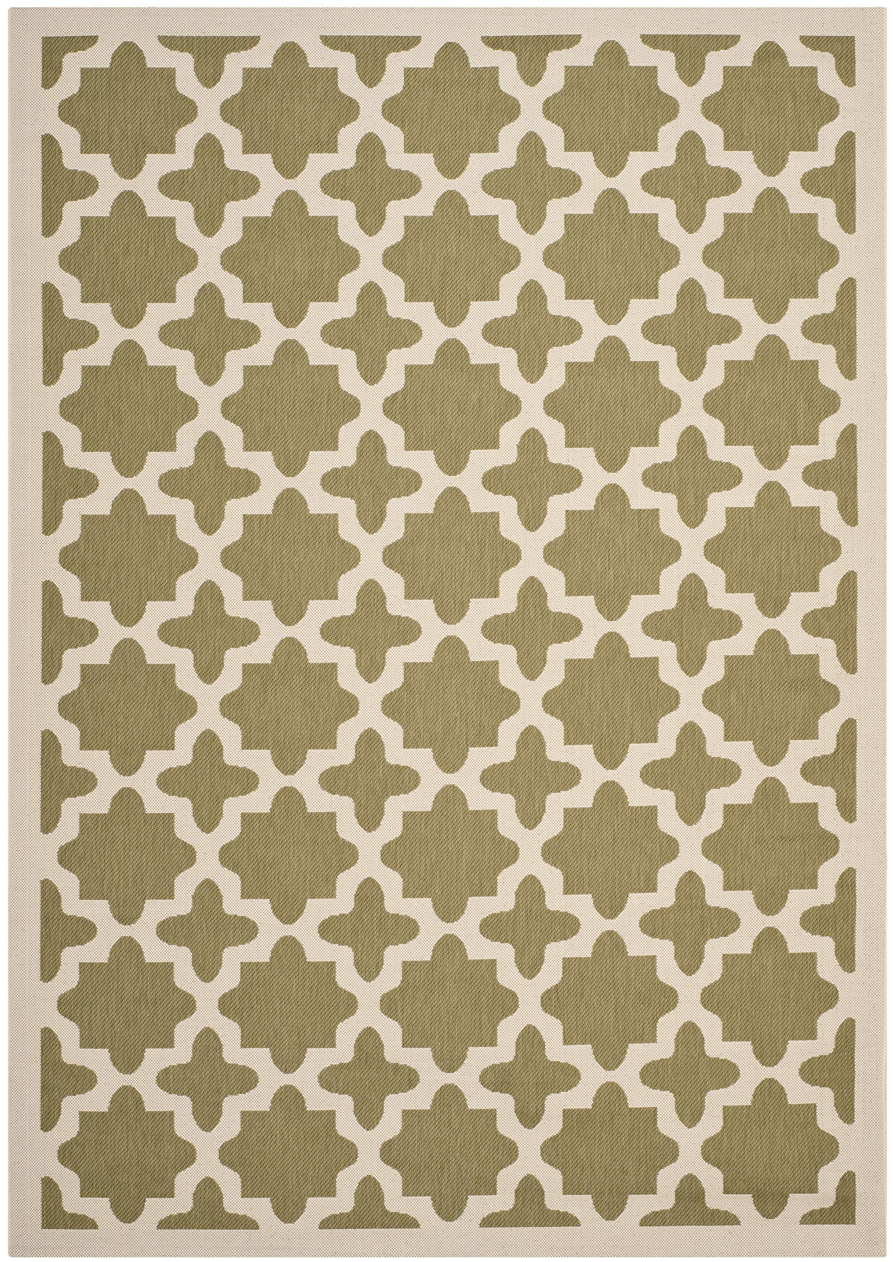 SAFAVIEH Courtyard Collection 6'7" x 9'6" Green/Beige CY6913 Indoor/ Outdoor Waterproof Easy-Cleaning Patio Backyard Mudroom Area-Rug