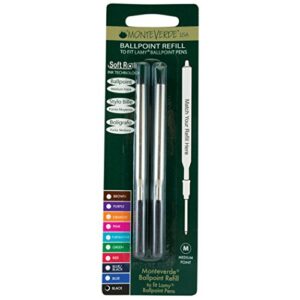 Monteverde Soft Roll Ballpoint Refill for Lamy Ballpoint Pens, Black, 2 Pack (L132BK)