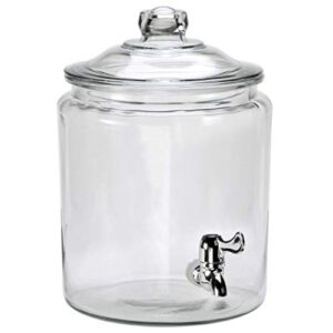 anchor hocking 2 gallon heritage hill beverage dispenser with lid (2 piece, all glass, dishwasher safe)