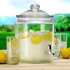 Anchor Hocking 2 Gallon Heritage Hill Beverage Dispenser with Lid (2 piece, all glass, dishwasher safe)