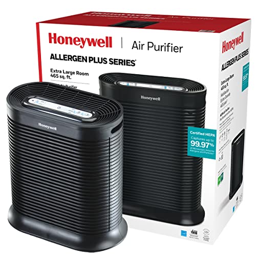 Honeywell HPA300 HEPA Air Purifier for Extra Large Rooms - Microscopic Airborne Allergen+ Reducer, Cleans Up To 2250 Sq Ft in 1 Hour - Wildfire/Smoke, Pollen, Pet Dander, and Dust Air Purifier – Black