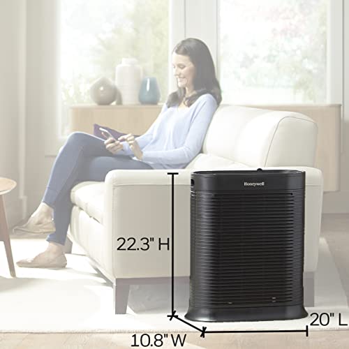 Honeywell HPA300 HEPA Air Purifier for Extra Large Rooms - Microscopic Airborne Allergen+ Reducer, Cleans Up To 2250 Sq Ft in 1 Hour - Wildfire/Smoke, Pollen, Pet Dander, and Dust Air Purifier – Black