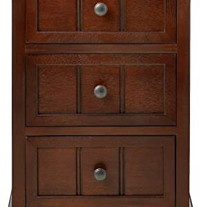 Decor Therapy Simplify Three Drawer Wood Accent Cabinet Side Table, 11.8 in x 15.75 in x 26 in, Walnut