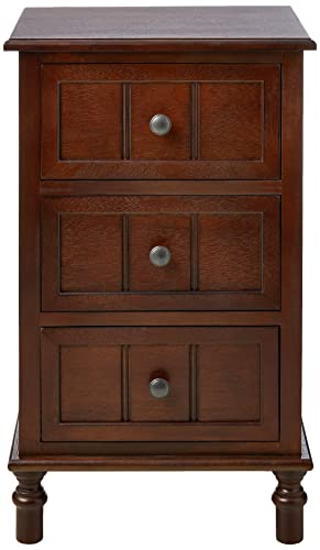 Decor Therapy Simplify Three Drawer Wood Accent Cabinet Side Table, 11.8 in x 15.75 in x 26 in, Walnut