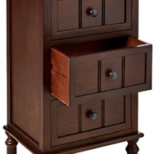 Decor Therapy Simplify Three Drawer Wood Accent Cabinet Side Table, 11.8 in x 15.75 in x 26 in, Walnut