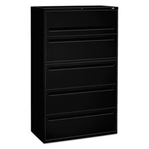 hon 700 series 5-drawer lateral files w/locks-5-drawer lateral file, 42"x19-1/4"x67", black