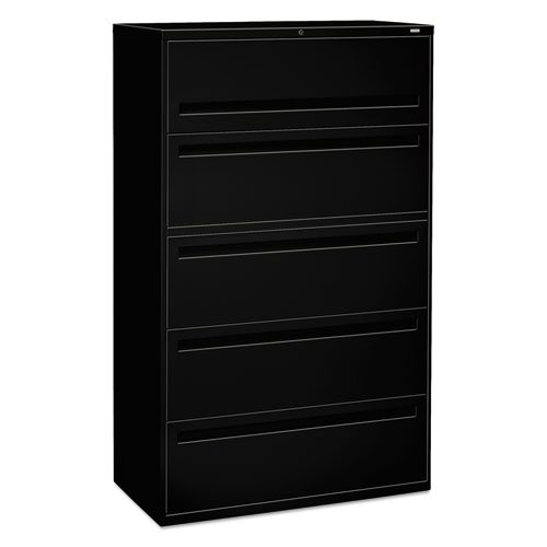 Hon 700 Series 5-Drawer Lateral Files w/Locks-5-Drawer Lateral File, 42"x19-1/4"x67", Black