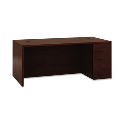 Hon 10500 Series Wood Laminate Furniture-Desk, Rt Single Pedestal, B/B/F, 72"x36"x29-1/2", Mahogany