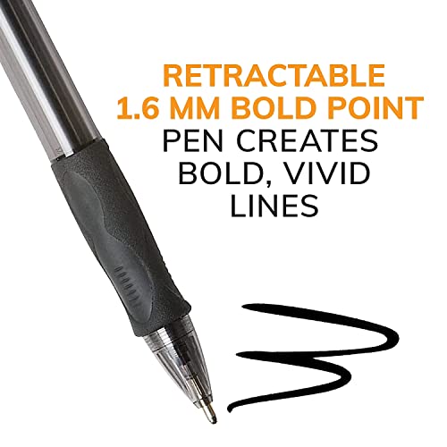 BIC 859025 Velocity Retractable Ballpoint Pens Bold Point Black Ink