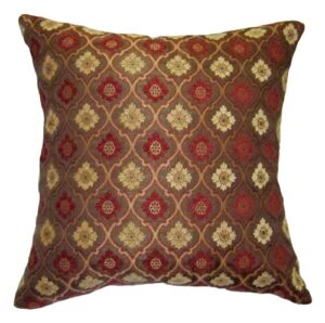 14x14 burgundy and gold bulbs brocade decorative throw pillow cover (reino collection)