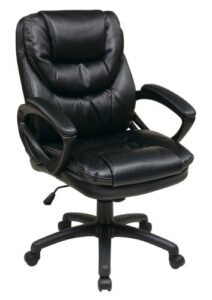 office star fl series faux leather manager's adjustable office chair with lumbar support and padded arms, black