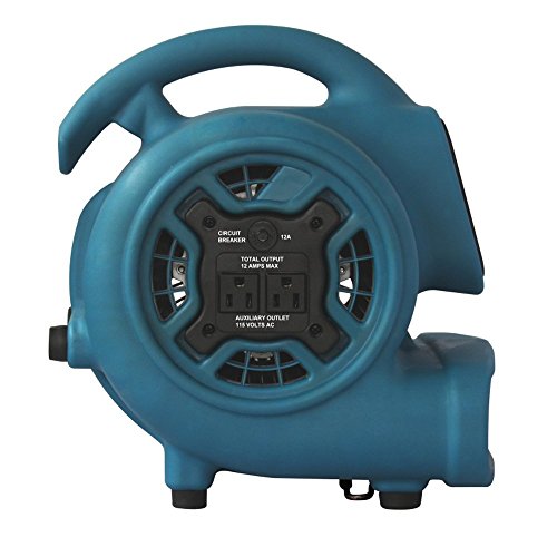 XPOWER P-230AT Mini Mighty Air Mover Utility Blower Fan with Built-in Power Outlets, Blue