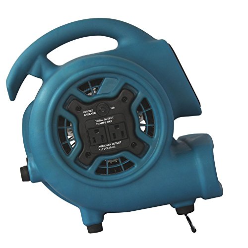 XPOWER P-230AT Mini Mighty Air Mover Utility Blower Fan with Built-in Power Outlets, Blue