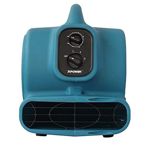 XPOWER P-230AT Mini Mighty Air Mover Utility Blower Fan with Built-in Power Outlets, Blue