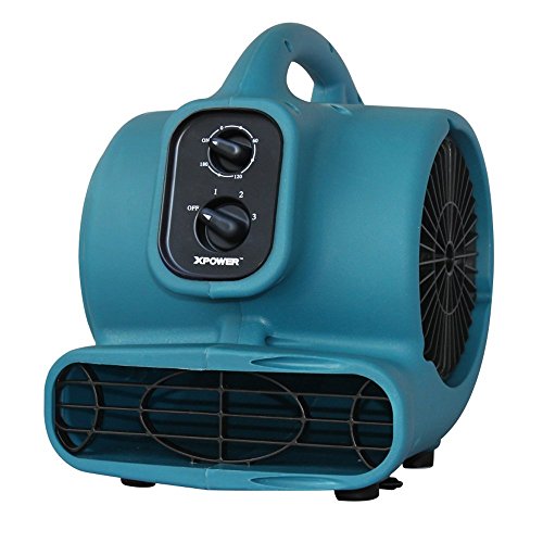 XPOWER P-230AT Mini Mighty Air Mover Utility Blower Fan with Built-in Power Outlets, Blue