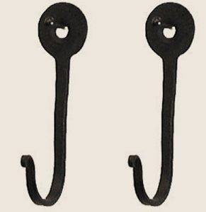 horse shoe nail hooks set of 2 - decorative wall hooks - black metal