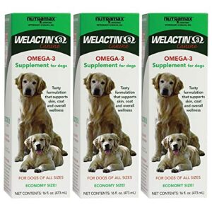 nutramax welactin omega-3 fish oil skin and coat health supplement liquid for dogs - 16 ounce 3 pack