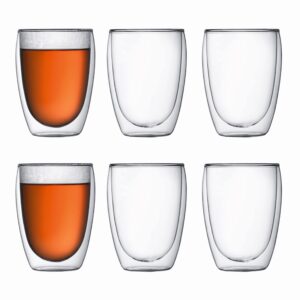 bodum - 4559-10-12us bodum pavina double wall insulated glasses, 12 oz. (6-pack), clear