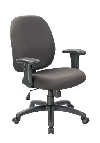 OFFICE FACTOR, Black Task Office Chair, Swivel Adjustable Arms Rest, Lumbar Support, Durable, Commercial Grade Fabric, 250 LBS Weight Capacity