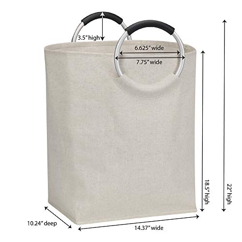 Household Essentials Laundry Tote with Handles, Poly-Cotton Linen with PEVA Lining, Durable, Easy to Carry, Perfect as a Laundry Hamper or Tote