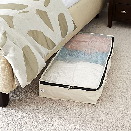 Household Essentials Cotton Canvas Under Bed Clothing and Linen Storage Bag | Natural