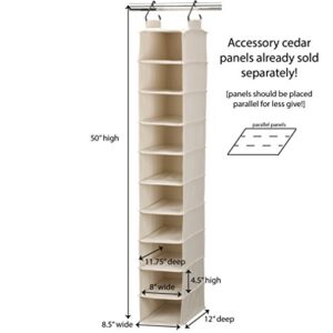 Household Essentials 3328-1 Cotton Canvas Hanging Closet Shoe Organizer | 10-Shelf | Natural