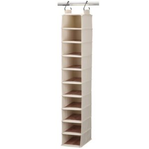 Household Essentials 3328-1 Cotton Canvas Hanging Closet Shoe Organizer | 10-Shelf | Natural