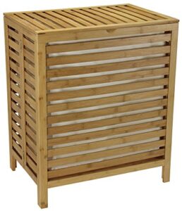 household essentials 6216-1 natural bamboo laundry hamper with hinged lid and cotton liner large