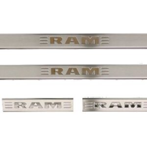 Genuine Dodge RAM Accessories 82212428AB Stainless Steel Door Sill Guard with RAM's Head Logo