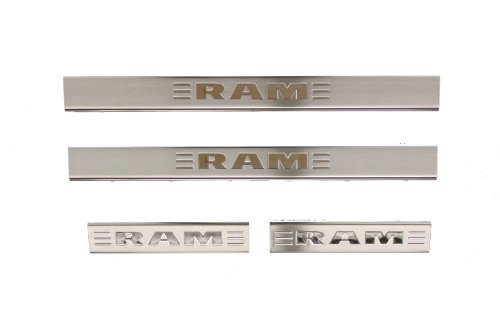 Genuine Dodge RAM Accessories 82212428AB Stainless Steel Door Sill Guard with RAM's Head Logo