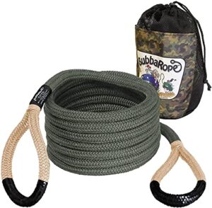 bubba rope renegade 176655bkg off-road power stretch kinetic kit 3/4" x 20" recovery rope with breaking strength of 19000 in tane / green accessory ideal for recovery and towing stuck vehicles