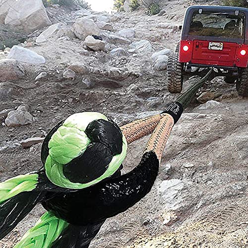 Bubba Rope RENEGADE 176655BKG Off-Road Power Stretch Kinetic Kit 3/4" x 20" Recovery Rope With Breaking Strength of 19000 In Tane / Green Accessory Ideal for Recovery and Towing Stuck Vehicles