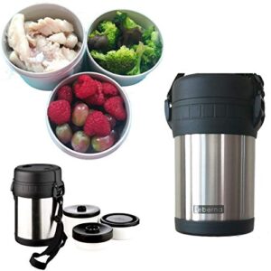 vacuum food jar mug | insulated lunch containers 29 oz stainless steel thermoses flask lunch jar vacuum bottle with easy open lid & carry strap, 3 durable lunch cooker bowl cup - not for liquid soup