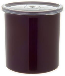 carlisle foodservice products classic™ round storage container with lid, 1.2 quart crock, brown