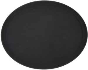 winco oval fiberglass tray with non-slip surface, 26-inch by 22-inch, black