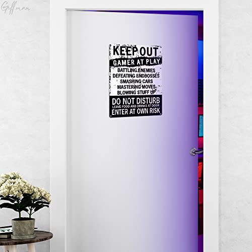 Keep Out Signs for Bedroom Door - Enter at Your Own Risk Warning Sign Funny Wall Art Do not Enter Sign Adult Tin Signs Gamer Wall Art - Gamer Accessories for Men Keep Out Sign Gamer Room wunderwheel