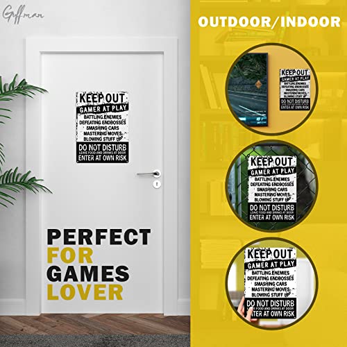 Keep Out Signs for Bedroom Door - Enter at Your Own Risk Warning Sign Funny Wall Art Do not Enter Sign Adult Tin Signs Gamer Wall Art - Gamer Accessories for Men Keep Out Sign Gamer Room wunderwheel