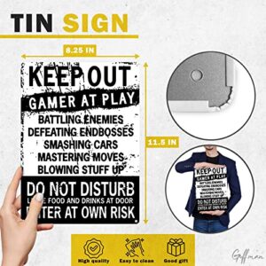 Keep Out Signs for Bedroom Door - Enter at Your Own Risk Warning Sign Funny Wall Art Do not Enter Sign Adult Tin Signs Gamer Wall Art - Gamer Accessories for Men Keep Out Sign Gamer Room wunderwheel