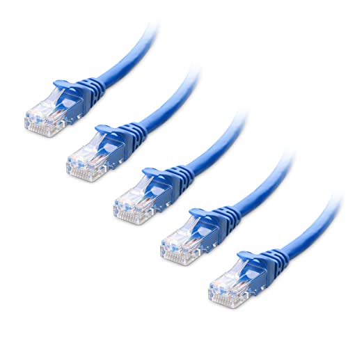 Cable Matters 10Gbps 5-Pack Snagless Short Cat 6 Ethernet Cable 5 ft (Cat 6 Cable, Cat6 Cable, Internet Cable, Network Cable) in Blue