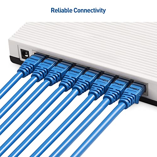 Cable Matters 10Gbps 5-Pack Snagless Short Cat 6 Ethernet Cable 5 ft (Cat 6 Cable, Cat6 Cable, Internet Cable, Network Cable) in Blue