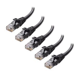 cable matters 10gbps 5-pack snagless short cat 6 ethernet cable 3 ft (cat 6 cable, cat6 cable, internet cable, network cable) in black