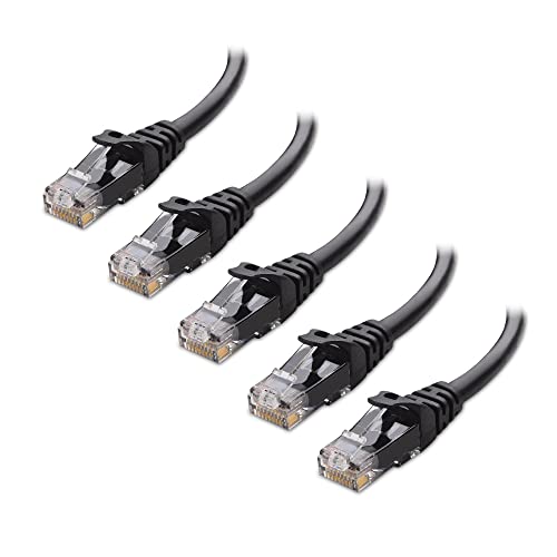 Cable Matters 10Gbps 5-Pack Snagless Short Cat 6 Ethernet Cable 3 ft (Cat 6 Cable, Cat6 Cable, Internet Cable, Network Cable) in Black